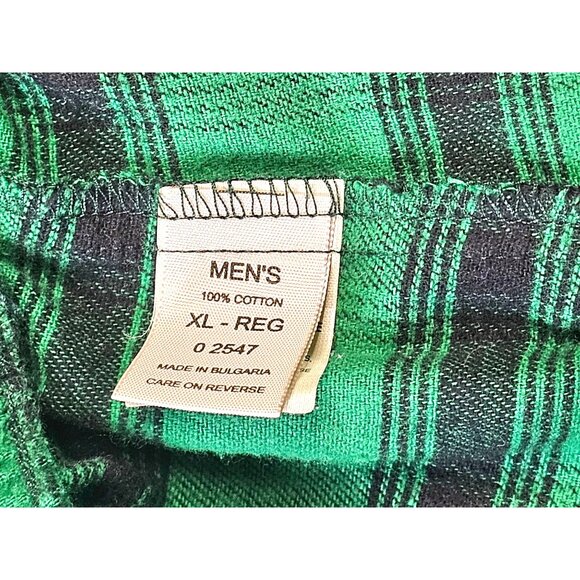 Vtg L.L. Bean Mens Plaid Flannel Pajama Set XL Green Check Cotton Sleepwear - Picture 11 of 12